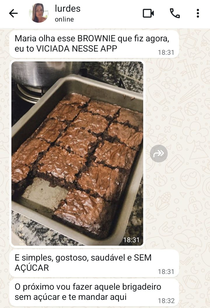 Mensagem da Lurdes com foto do brownie que fez